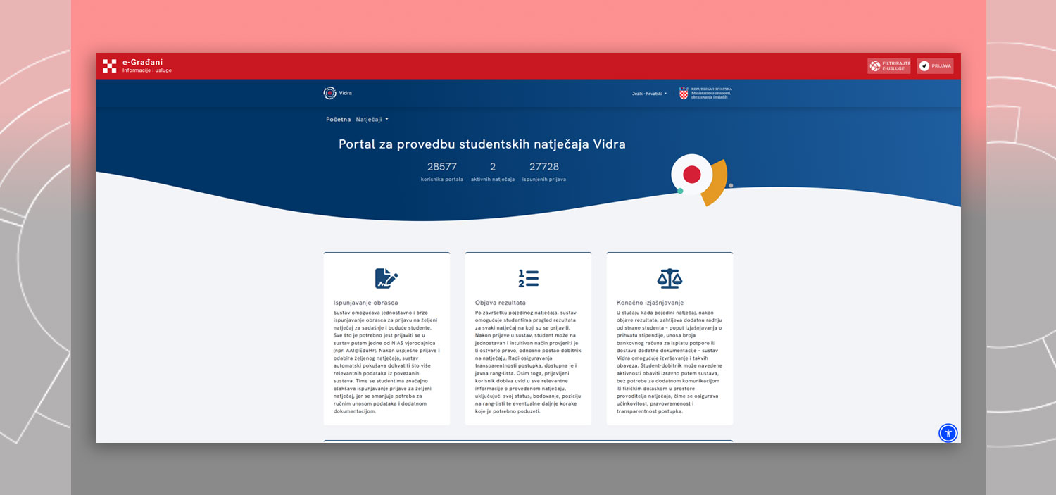 Izdvajamo iz SN 104 - Informacijski sustav za studentske natječaje – Vidra 