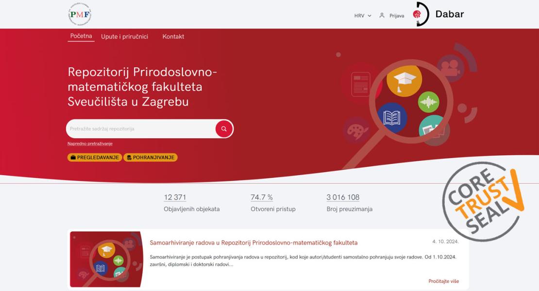 Repozitoriju u sustavu Dabar dodijeljen CoreTrustSeal certifikat