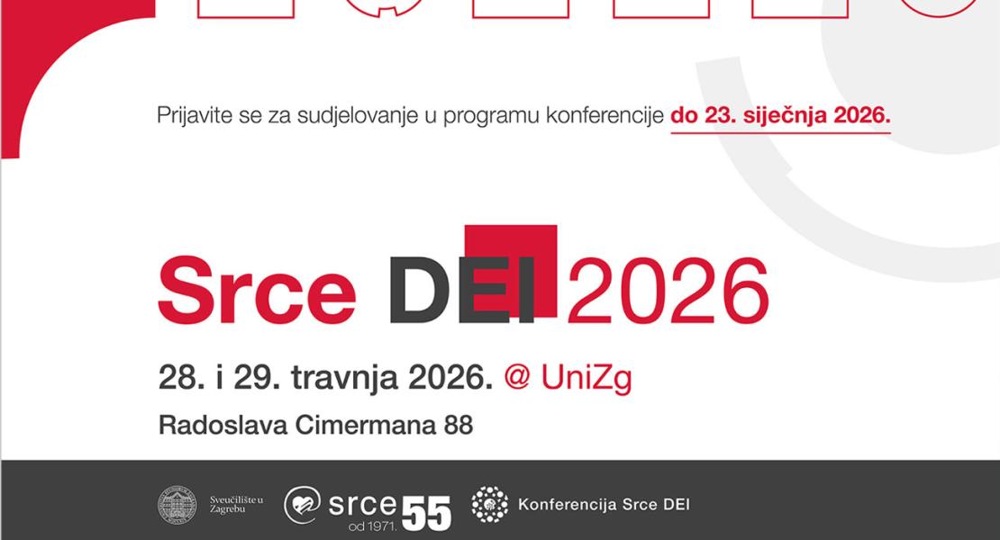 Produljen rok za prijavu predavanja i poster-prezentacija za konferenciju Dani e-infrastrukture Srce DEI 2026 