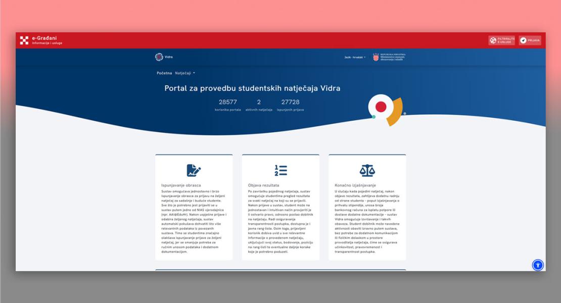 Izdvajamo iz SN 104 - Informacijski sustav za studentske natječaje – Vidra 