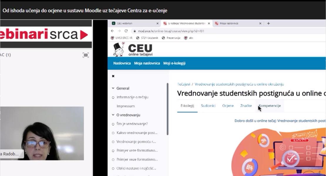 snimka zaslona na kojem se vidi webinar