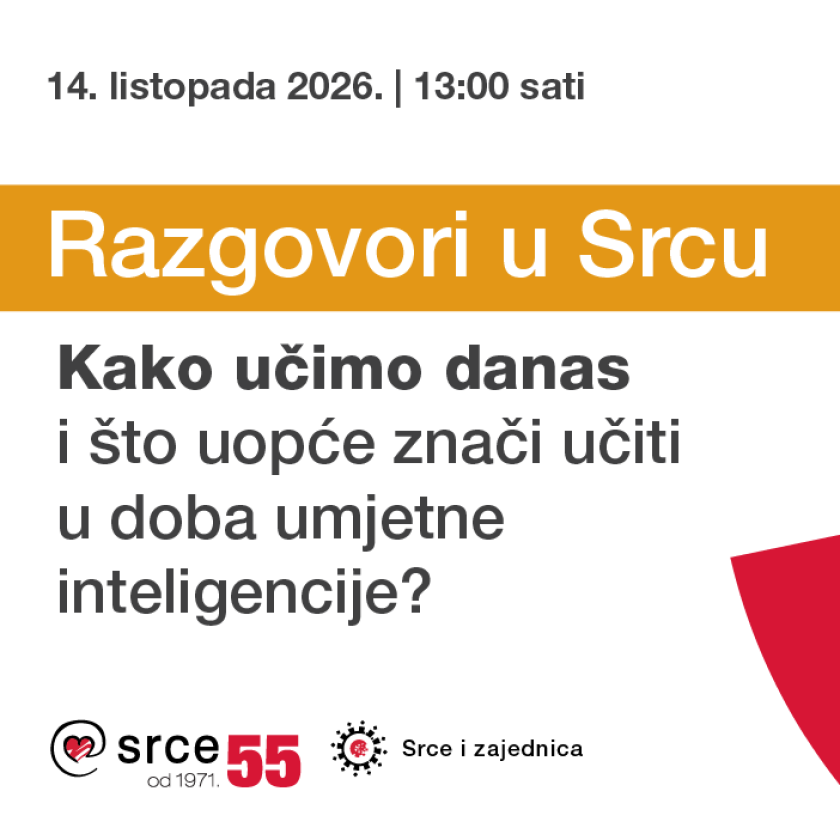 Razgovori u Srcu: Kako učimo danas – i što uopće znači učiti u doba umjetne inteligencije?, 14. 10. 2026.